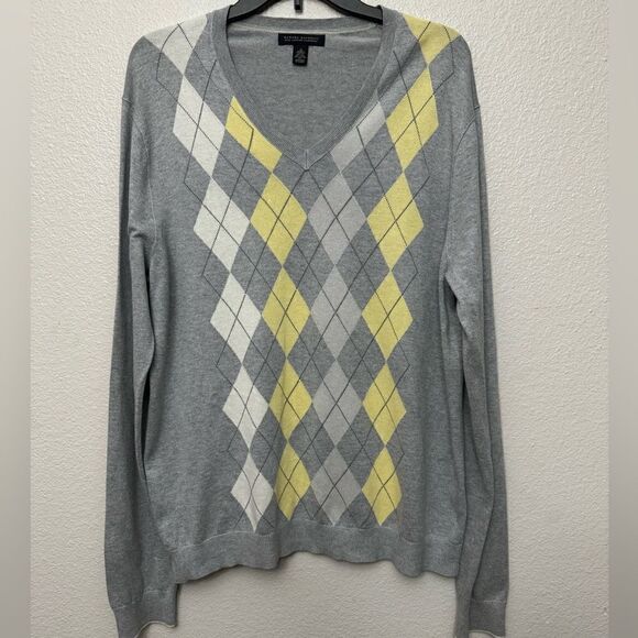 Banana Republic Silk Cotton Cashmere Argyle Sweater Size Medium - Picture 1 of 3